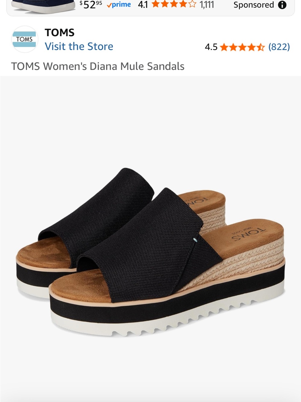 TOMS Diana Platform Mule Sandals — Black & Tan